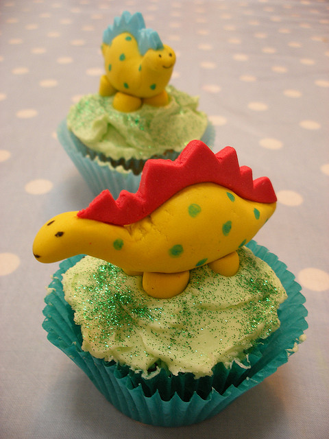 Funny dinosaur cupcakes