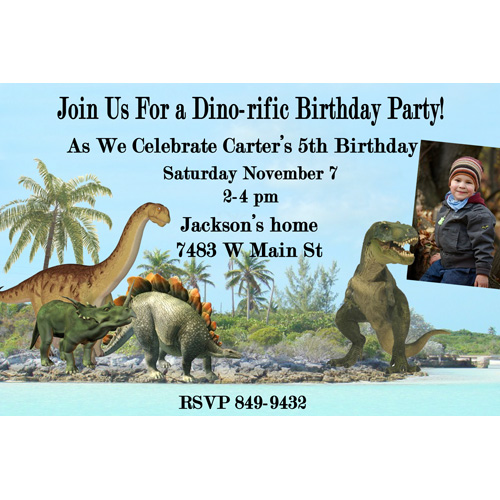 Dinosaur Prehistoric Photo Birthday Party Invitation