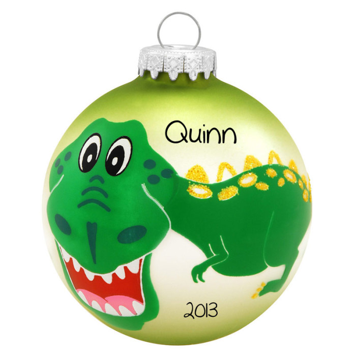 glass dinosaur christmas ornaments