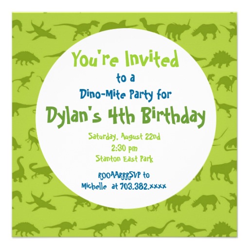 Cute Dinosaur Birthday Party Invitation Templates