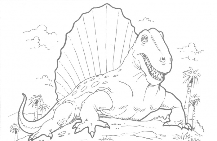 Dimetrodon Dinosaur realistic dinosaur coloring pages