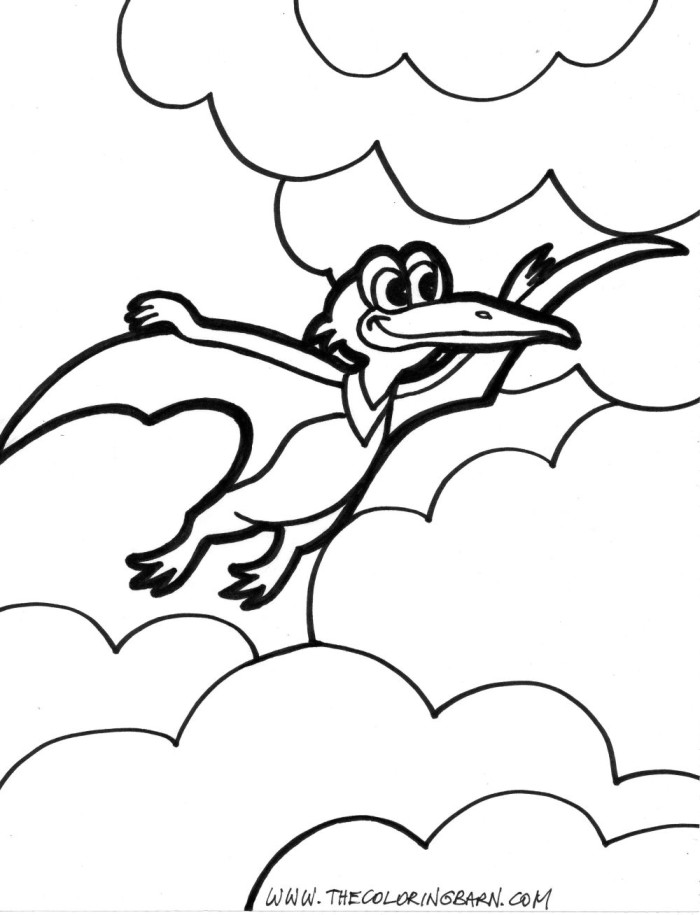 Funny Pterodactyl Flying Dinosaur Coloring Pages
